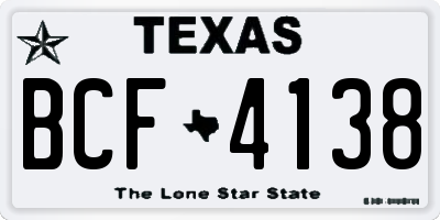TX license plate BCF4138