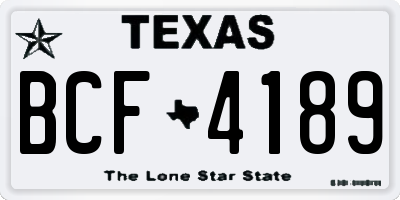 TX license plate BCF4189