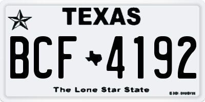 TX license plate BCF4192