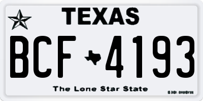 TX license plate BCF4193