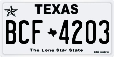 TX license plate BCF4203
