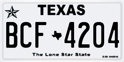TX license plate BCF4204