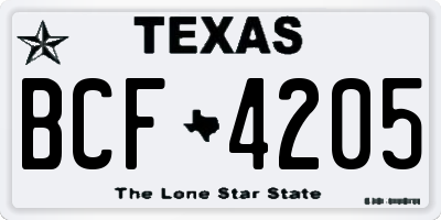 TX license plate BCF4205