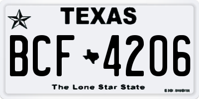 TX license plate BCF4206