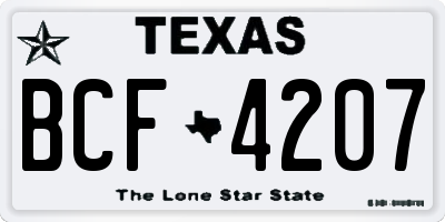 TX license plate BCF4207