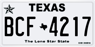 TX license plate BCF4217