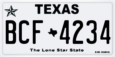 TX license plate BCF4234
