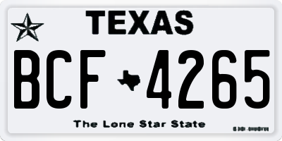 TX license plate BCF4265