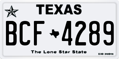 TX license plate BCF4289