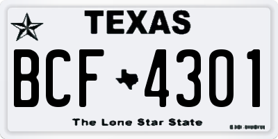 TX license plate BCF4301