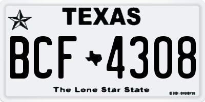 TX license plate BCF4308