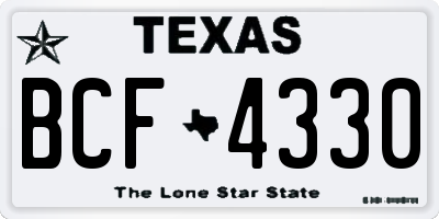 TX license plate BCF4330