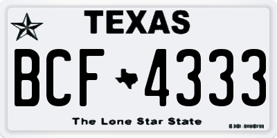 TX license plate BCF4333