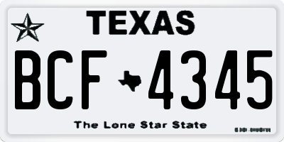 TX license plate BCF4345