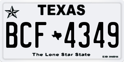 TX license plate BCF4349