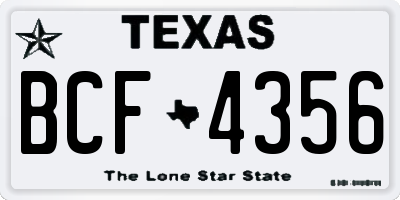 TX license plate BCF4356