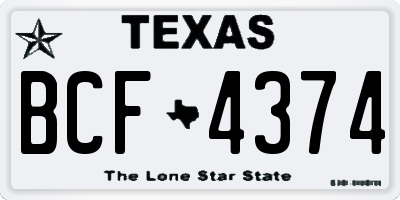 TX license plate BCF4374