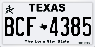 TX license plate BCF4385