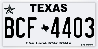 TX license plate BCF4403