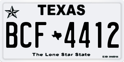 TX license plate BCF4412