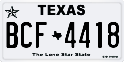 TX license plate BCF4418