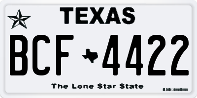 TX license plate BCF4422