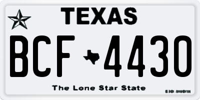 TX license plate BCF4430