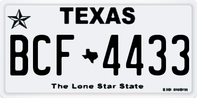 TX license plate BCF4433
