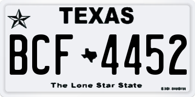 TX license plate BCF4452