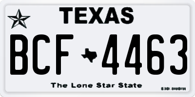 TX license plate BCF4463
