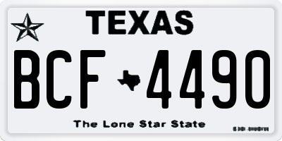 TX license plate BCF4490