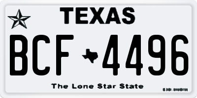 TX license plate BCF4496