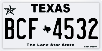 TX license plate BCF4532