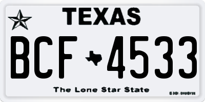 TX license plate BCF4533