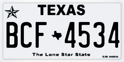 TX license plate BCF4534