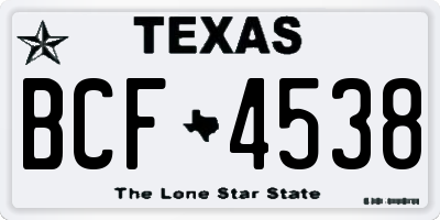 TX license plate BCF4538