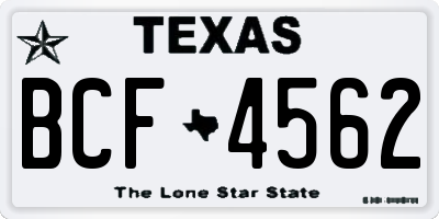 TX license plate BCF4562