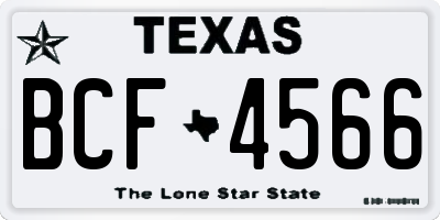 TX license plate BCF4566