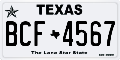 TX license plate BCF4567