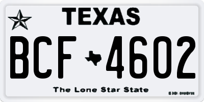TX license plate BCF4602