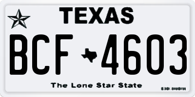 TX license plate BCF4603