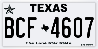 TX license plate BCF4607