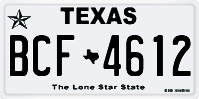 TX license plate BCF4612