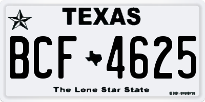 TX license plate BCF4625