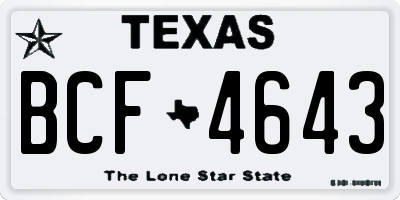 TX license plate BCF4643