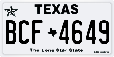 TX license plate BCF4649