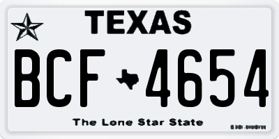 TX license plate BCF4654