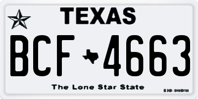TX license plate BCF4663
