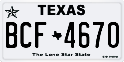 TX license plate BCF4670