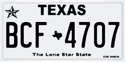TX license plate BCF4707